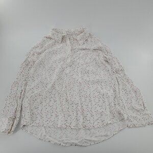 Cosmic Blue Love Woman's XL Long SleeveButton Up White‎ Shirt Rayon 100%